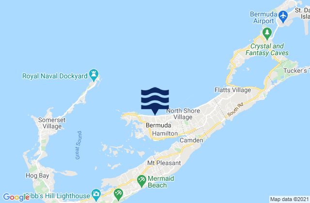 Mapa da tábua de marés em Pembroke Parish, Bermuda