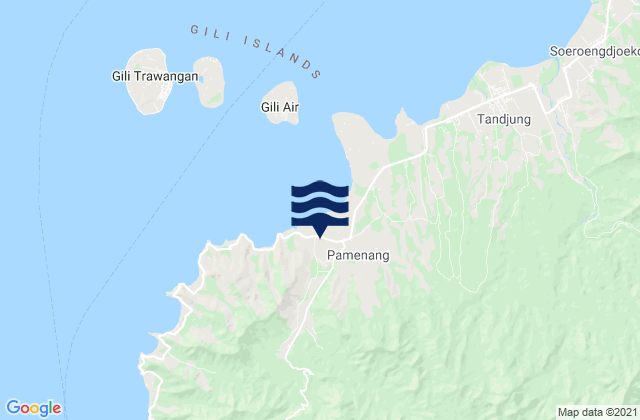 Mapa da tábua de marés em Pemenang, Indonesia