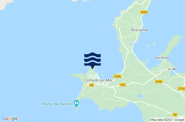 Mapa da tábua de marés em Pen-Hat, France