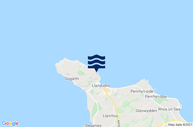 Mapa da tábua de marés em Pen Trwyn, United Kingdom