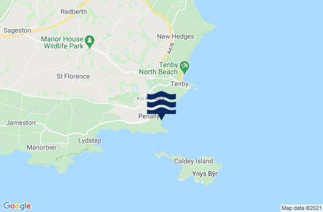 Mapa da tábua de marés em Penally, United Kingdom