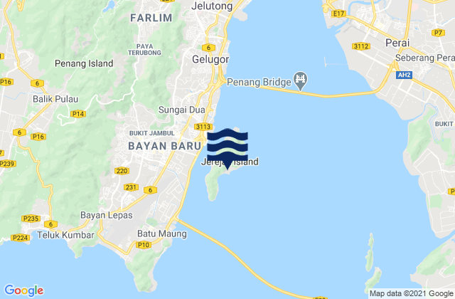 Mapa da tábua de marés em Penang Shipyard, Malaysia