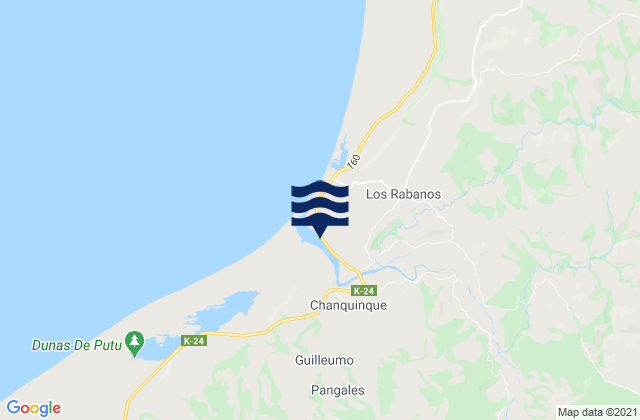 Mapa da tábua de marés em Penarol, Chile