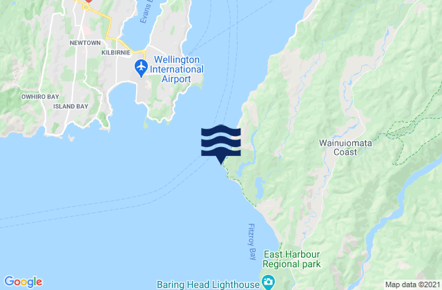Mapa da tábua de marés em Pencarrow Head, New Zealand