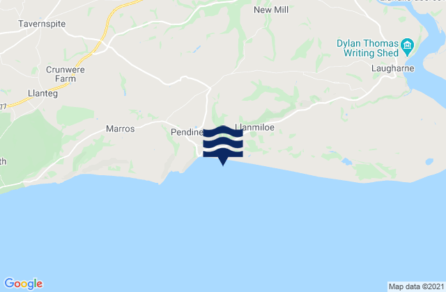 Mapa da tábua de marés em Pendine Sands Beach, United Kingdom