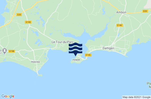 Mapa da tábua de marés em Penerf, France