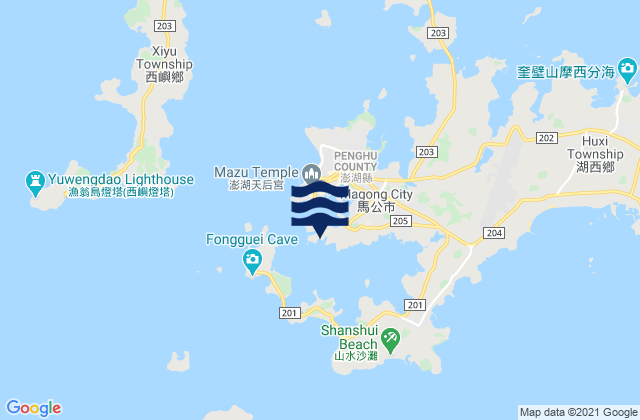 Mapa da tábua de marés em Penghu (ma-Kung Kang), Taiwan