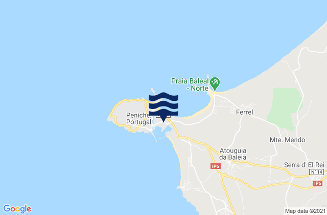 Mapa da tábua de marés em Peniche, Portugal