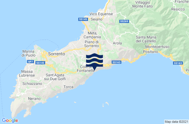 Mapa da tábua de marés em Penisola Sorrentina, Italy