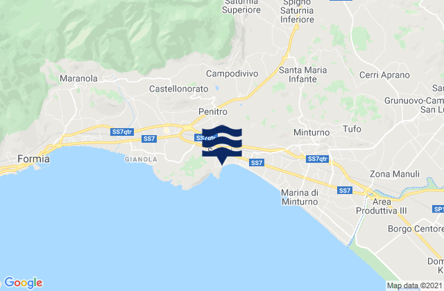 Mapa da tábua de marés em Penitro, Italy