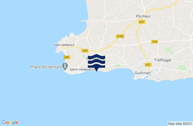 Mapa da tábua de marés em Penmarch, France