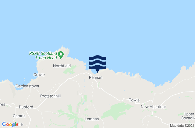 Mapa da tábua de marés em Pennan, United Kingdom