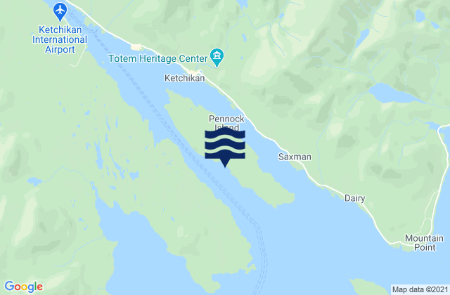 Mapa da tábua de marés em Pennock Island, United States