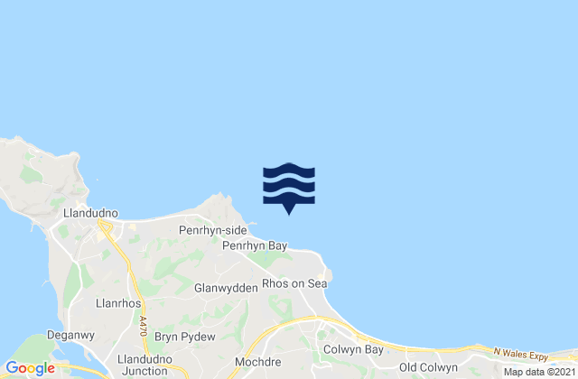 Mapa da tábua de marés em Penrhyn Bay, United Kingdom