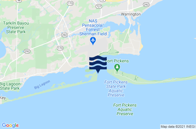 Mapa da tábua de marés em Pensacola Bay Entrance, United States