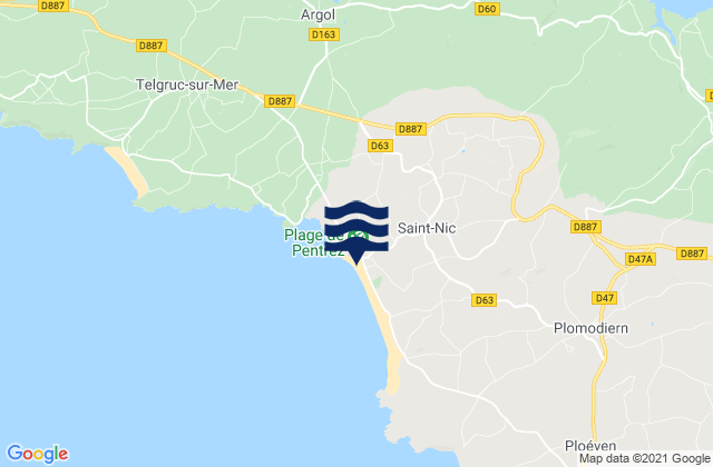 Mapa da tábua de marés em Pentrez Plage, France