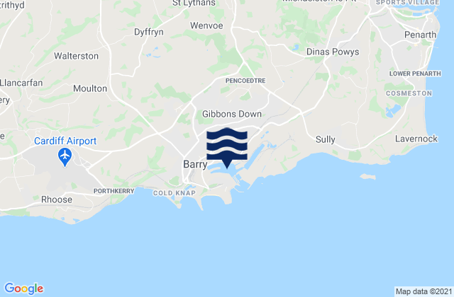 Mapa da tábua de marés em Pentyrch, United Kingdom