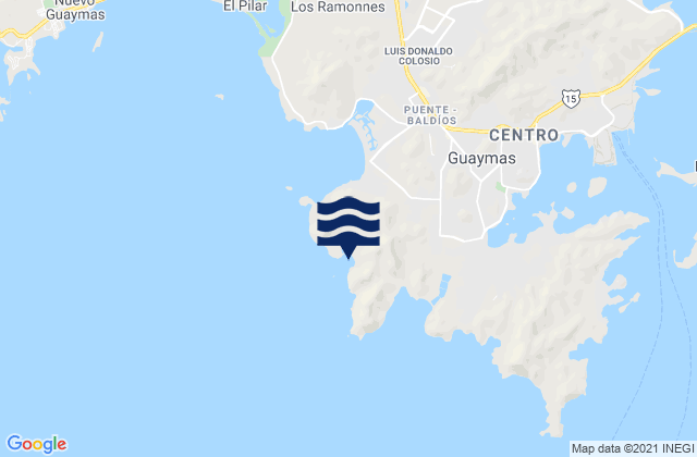 Mapa da tábua de marés em Península de Guaymas, Mexico