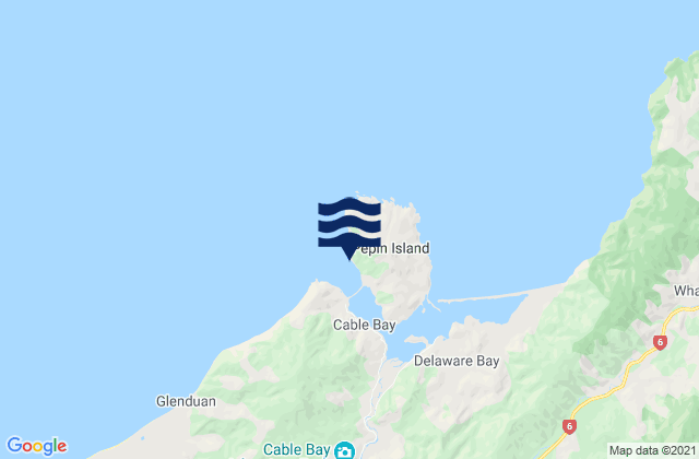 Mapa da tábua de marés em Pepin Island, New Zealand
