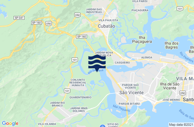 Mapa da tábua de marés em Pepino, Brazil
