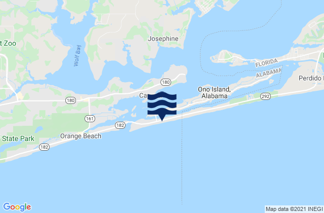 Mapa da tábua de marés em Perdido Key, United States