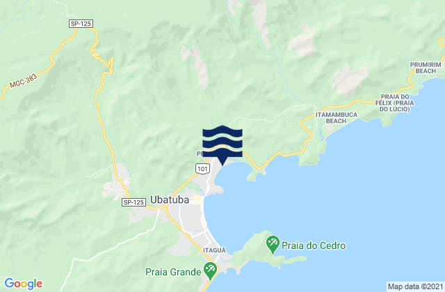 Mapa da tábua de marés em Pereque-Acu, Brazil