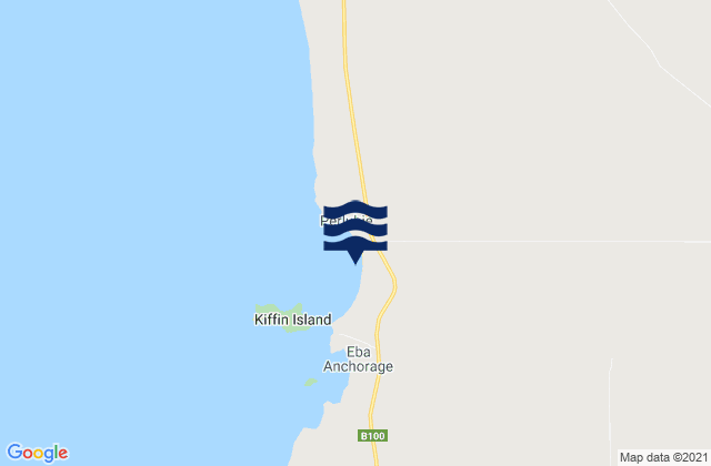 Mapa da tábua de marés em Perlubie Beach, Australia