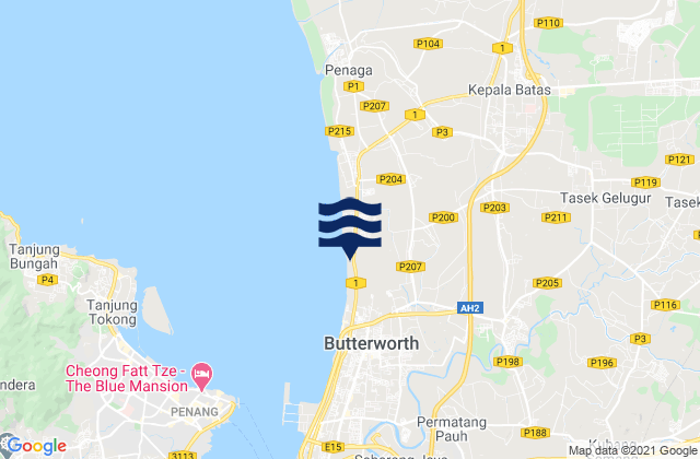 Mapa da tábua de marés em Permatang Kuching, Malaysia