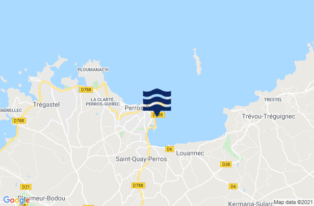 Mapa da tábua de marés em Perros-Guirec, France