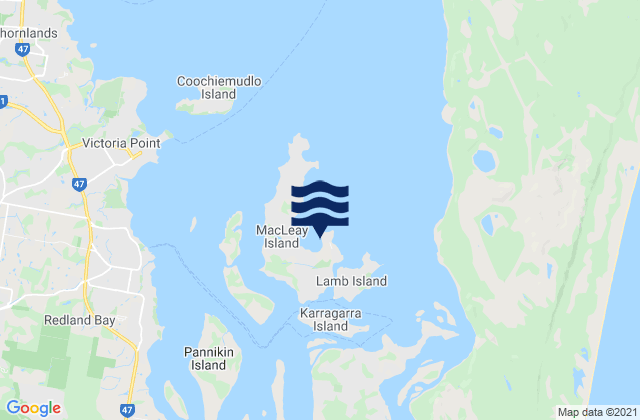Mapa da tábua de marés em Perulpa Island, Australia