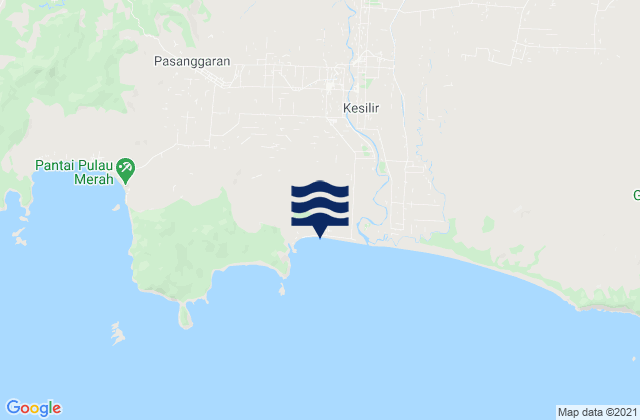 Mapa da tábua de marés em Pesanggaran, Indonesia