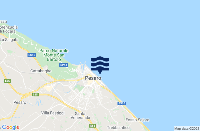Mapa da tábua de marés em Pesaro, Italy