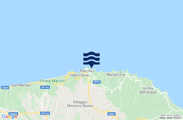 Mapa da tábua de marés em Peschici, Italy