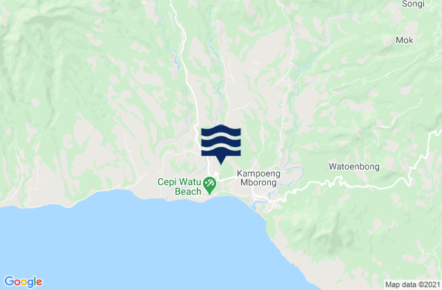Mapa da tábua de marés em Pesek, Indonesia