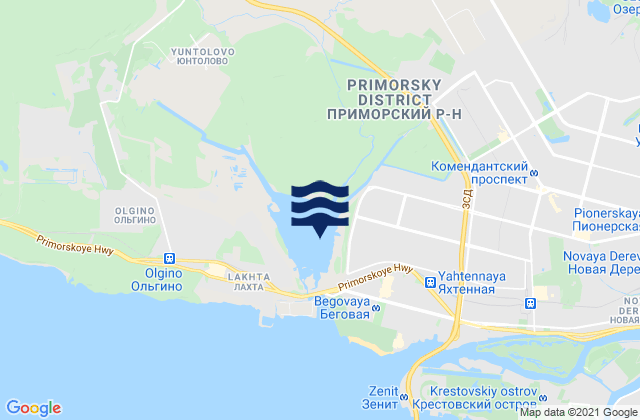 Mapa da tábua de marés em Pesochnyy, Russia
