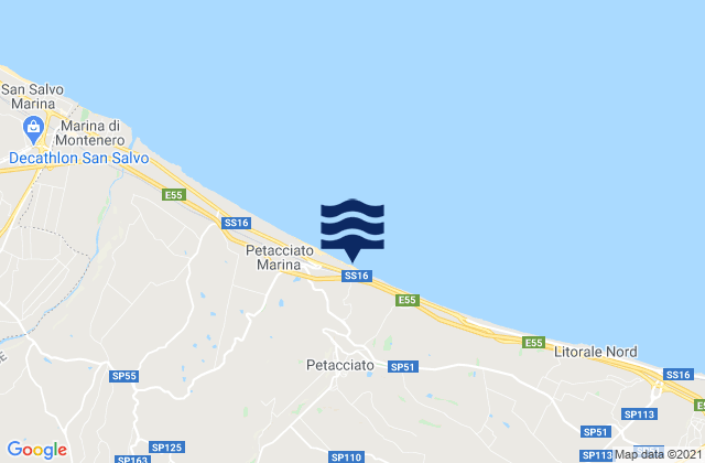 Mapa da tábua de marés em Petacciato, Italy