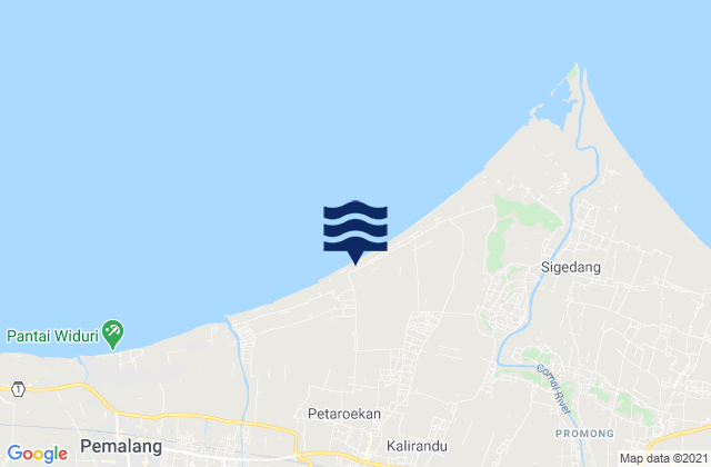 Mapa da tábua de marés em Petarukan, Indonesia