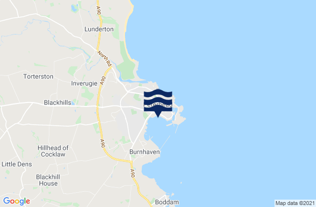 Mapa da tábua de marés em Peterhead, United Kingdom