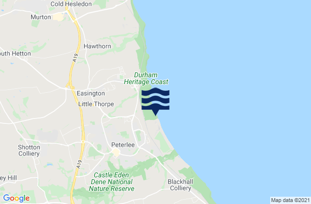 Mapa da tábua de marés em Peterlee, United Kingdom