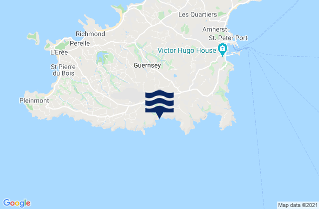 Mapa da tábua de marés em Petit Bot Bay Beach, France