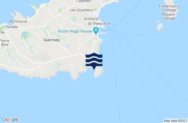 Mapa da tábua de marés em Petit Port Beach, France