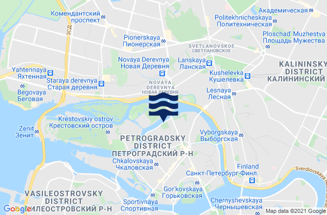 Mapa da tábua de marés em Petrogradskiy Rayon, Russia