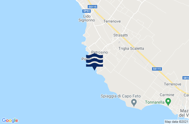 Mapa da tábua de marés em Petrosino, Italy
