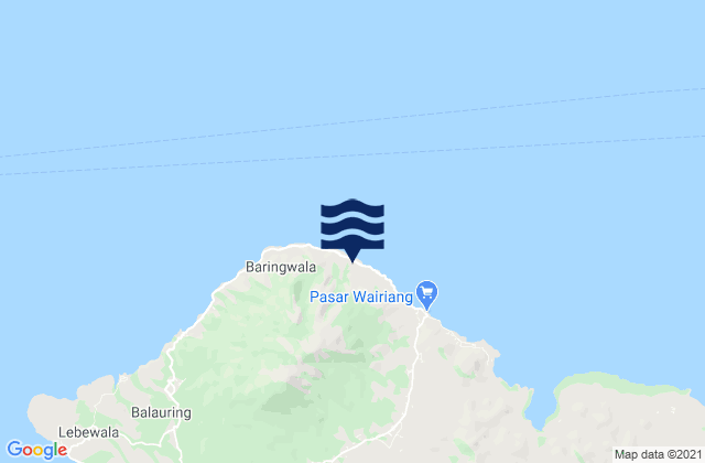 Mapa da tábua de marés em Peuhaq, Indonesia