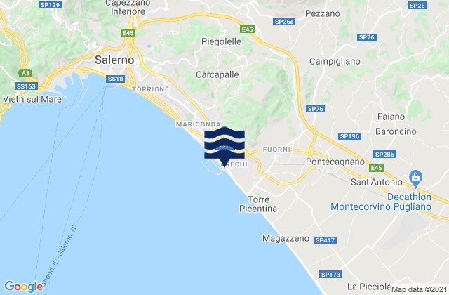 Mapa da tábua de marés em Pezzano-Filetta, Italy