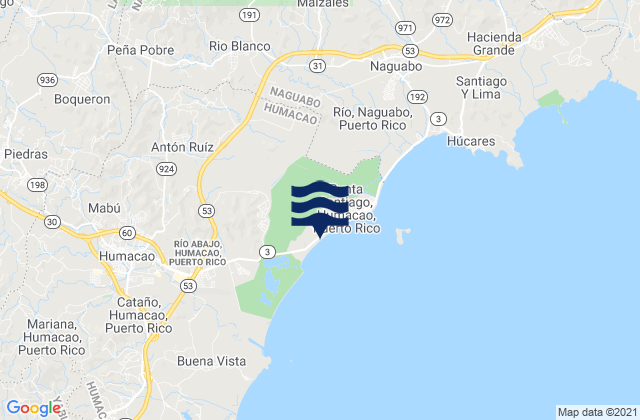 Mapa da tábua de marés em Peña Pobre Barrio, Puerto Rico