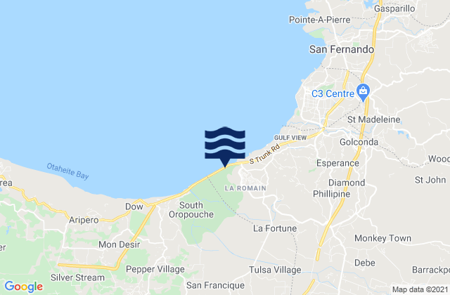 Mapa da tábua de marés em Peñal, Trinidad and Tobago