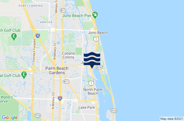 Mapa da tábua de marés em Pga Boulevard Bridge Icww, United States