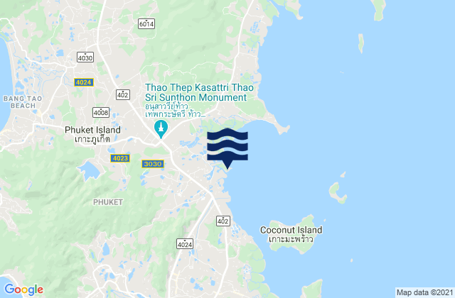 Mapa da tábua de marés em Phuket Province, Thailand