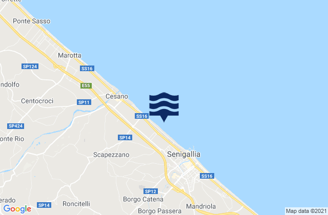 Mapa da tábua de marés em Pianello, Italy